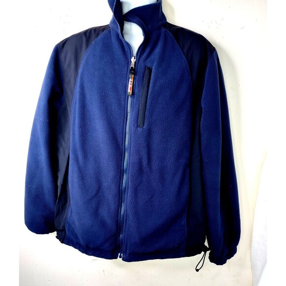 LL Bean Men's Jacket Sz M/L Navy Blue Reversible Utility Pocket Zipper Workwear - Picture 6 of 12